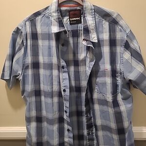 Tony Hawk Mens Button Down Plaid Blue XL Casual Vintage
